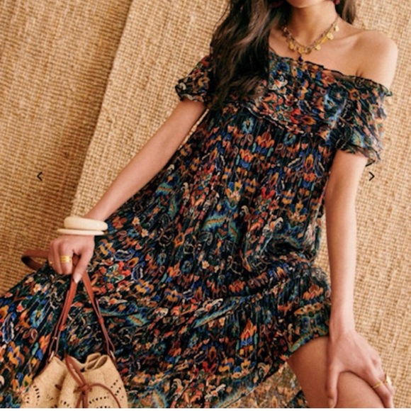Sezane Dresses & Skirts - NWT Sezane Ruffle Robe Longue Vida Off The Shoulder Midi Dress Size 2